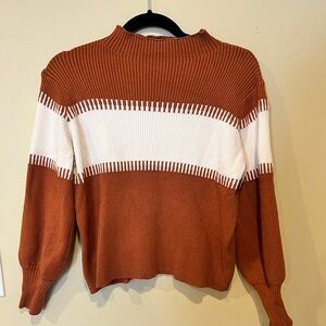 2 Tone Long Sleeve Sweater- Mock Turtleneck- Size Small
